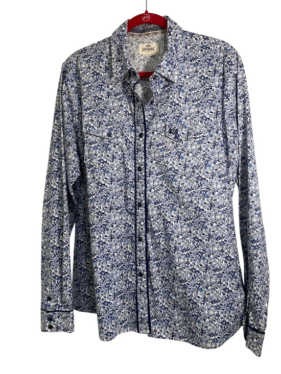 Shyanne Tops - Shyanne Blue Floral Western Pearl Snap Shirt